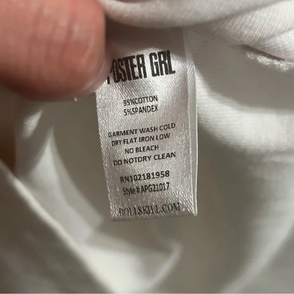 Poster Girl White Baby Tee Size XL Glitter Festival Y2K Soft Girl - Picture 6 of 7